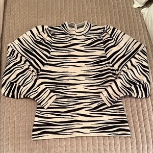 Sezane Striped Knit Top - Cream and Blue